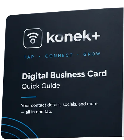 Konek+ quick guide cover: Digital Business Card, tap, connect, grow